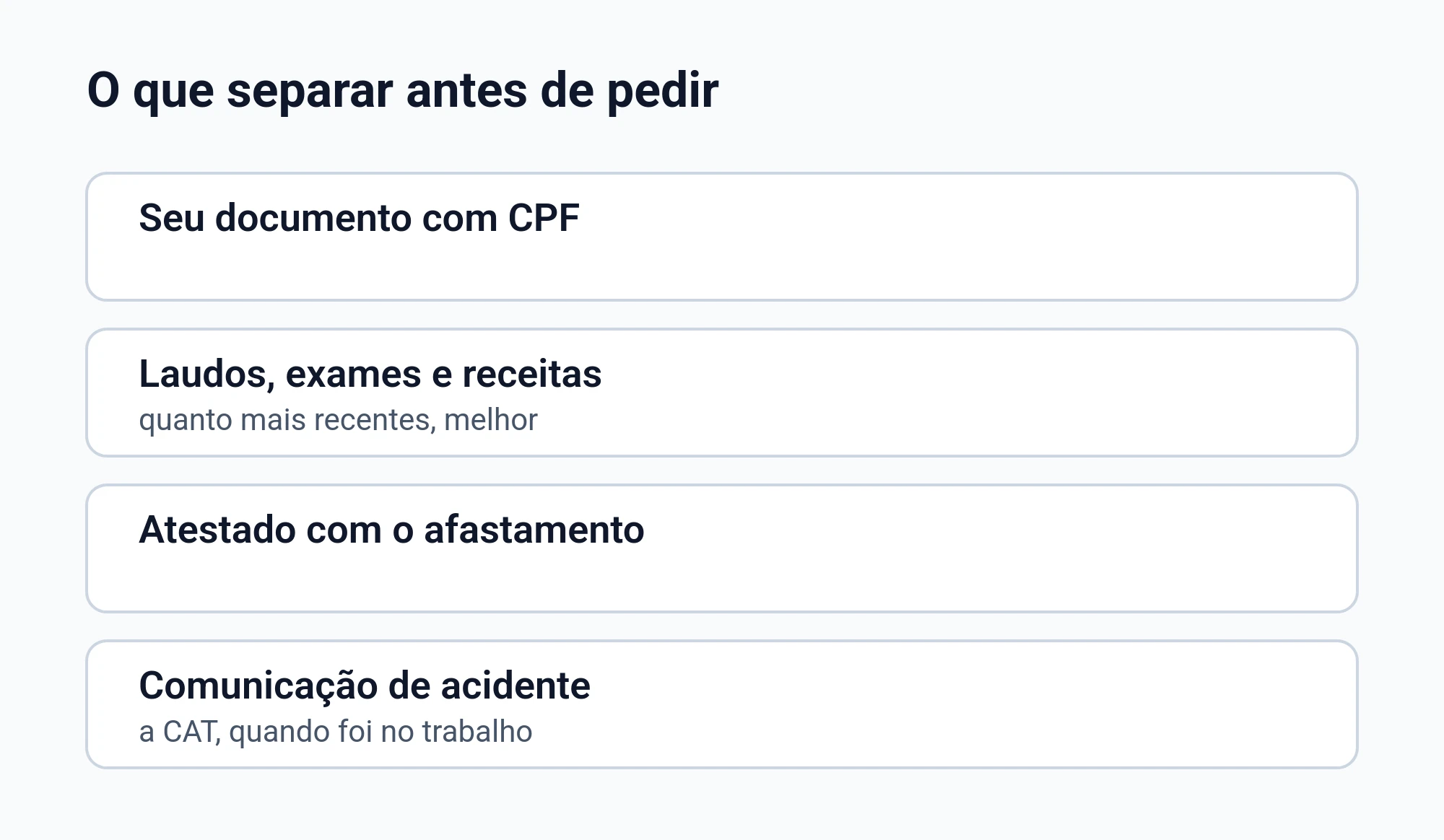 Lista ilustrada do que separar antes de pedir