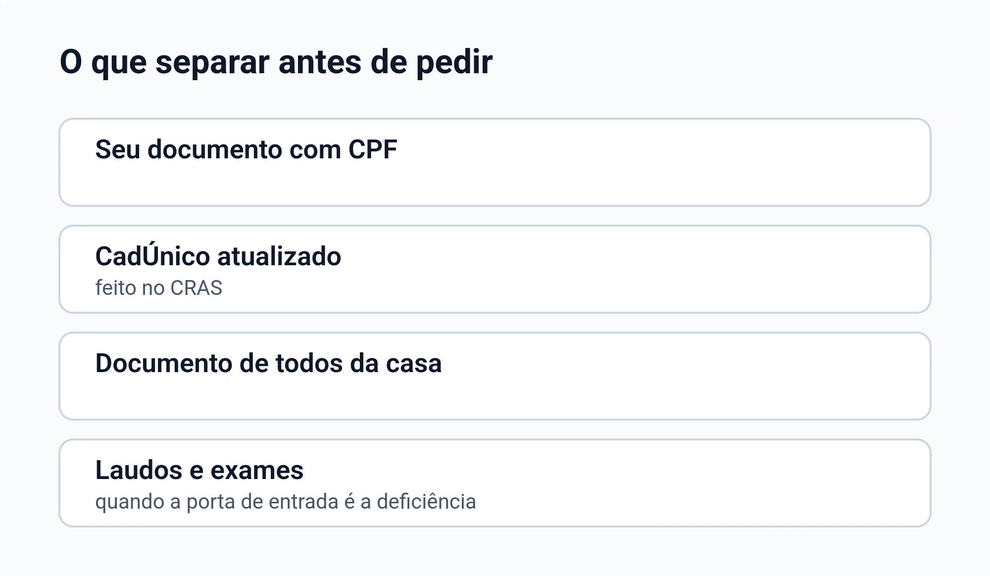 Lista ilustrada do que separar antes de pedir